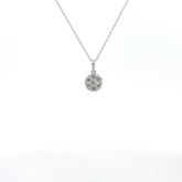 14k White Gold .36ct F VS2 Round Flower Diamond Cluster Pendant Necklace